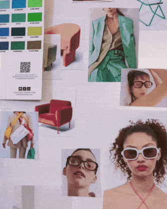 Creative director's moodboard showcasing fractional creative services for an upcoming fashion shoot.